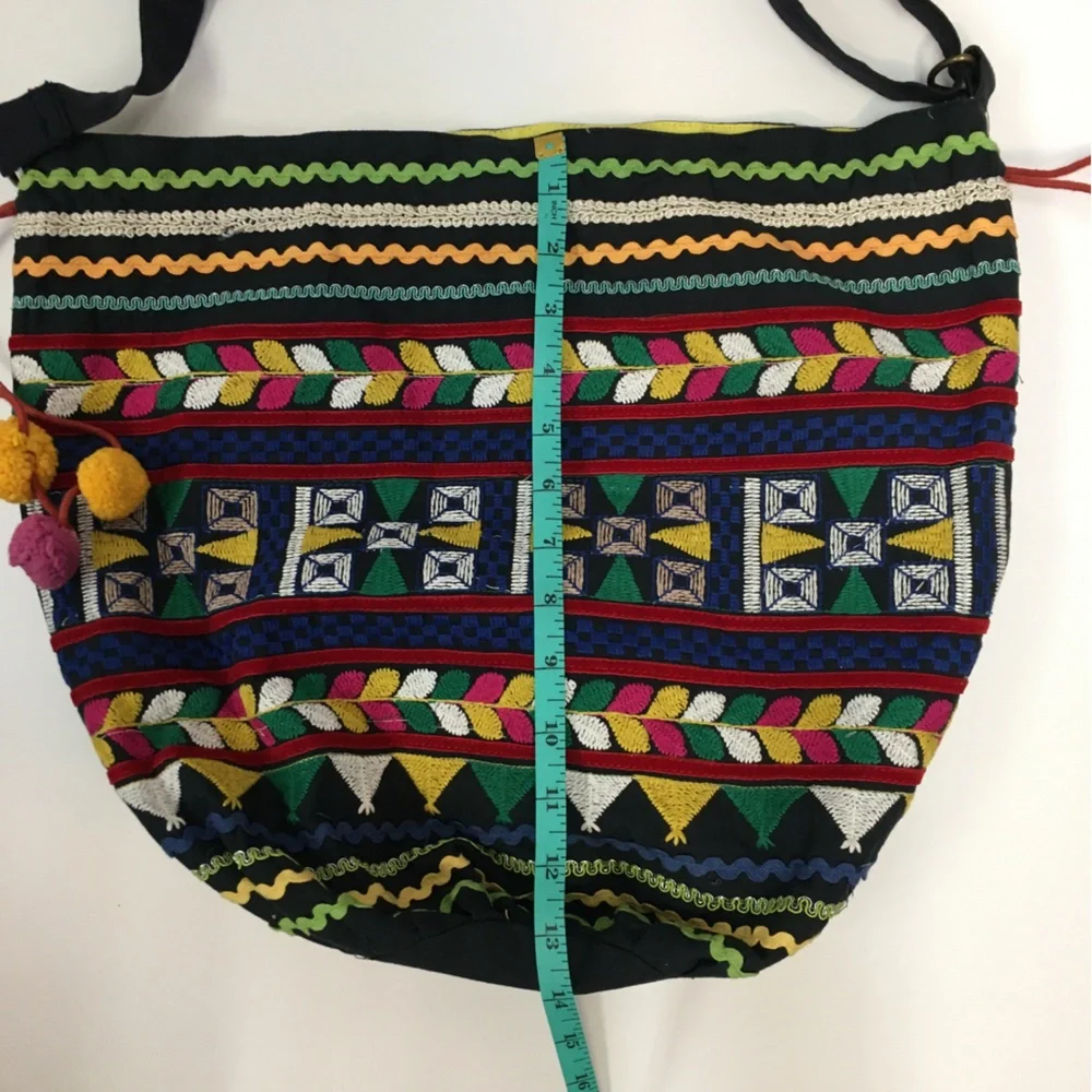 Earthbound Trading Company Embroidered Cross Body Bag 100% Cotton Boho Festival